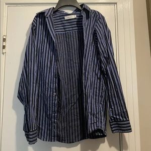 Calvin Klein blue striped blouse size 16